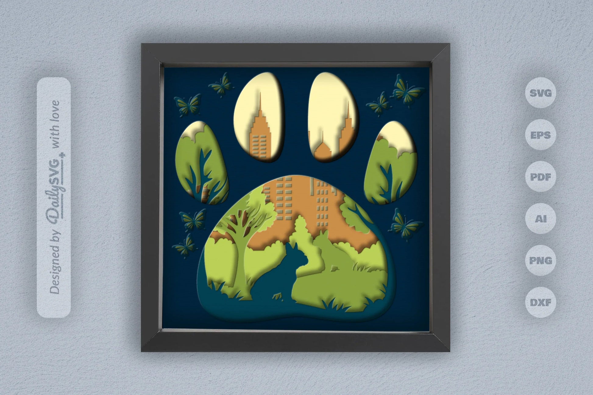 French Bulldog Park Papercut SVG Bundle - CraftNest - Digital Crafting and Art