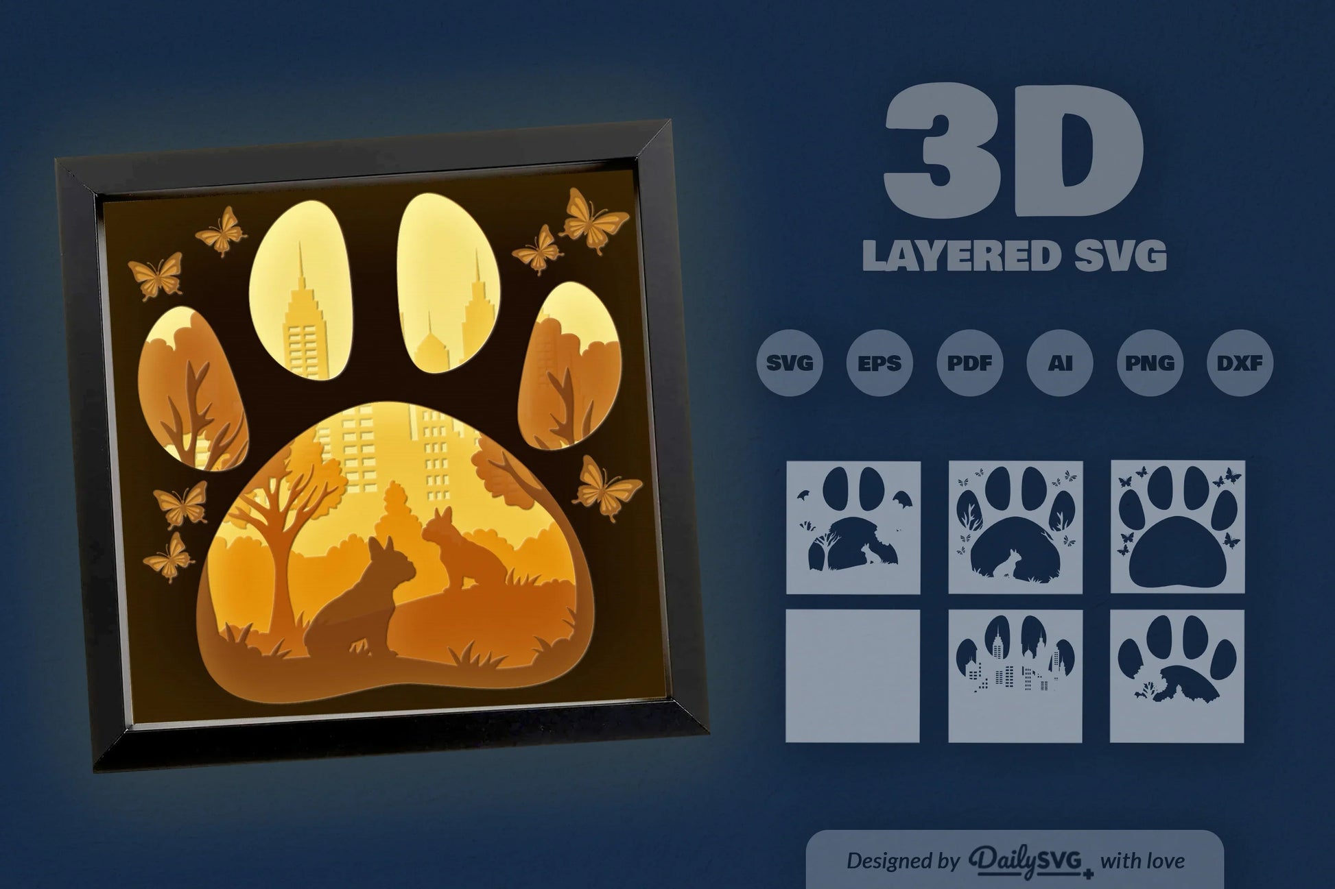 French Bulldog Park Papercut SVG Bundle - CraftNest - Digital Crafting and Art