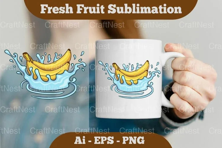 Fresh Banana Splash Mug Design Bundle - CraftNest - Digital Crafting and Art