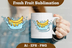 Fresh Banana Splash Mug Design Bundle - CraftNest - Digital Crafting and Art