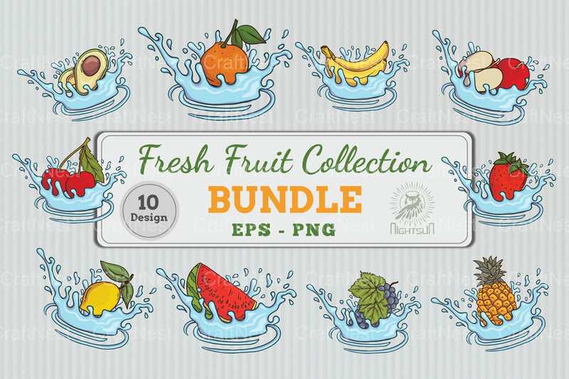 Fresh Fruit Collection Clipart Bundle - CraftNest - Digital Crafting and Art