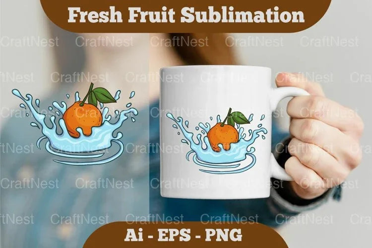 Fresh Orange Splash Mug Design Bundle - CraftNest - Digital Crafting and Art