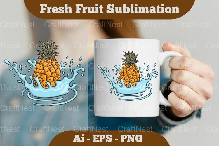 Fresh Pineapple Splash Mug Design Bundle - CraftNest - Digital Crafting and Art