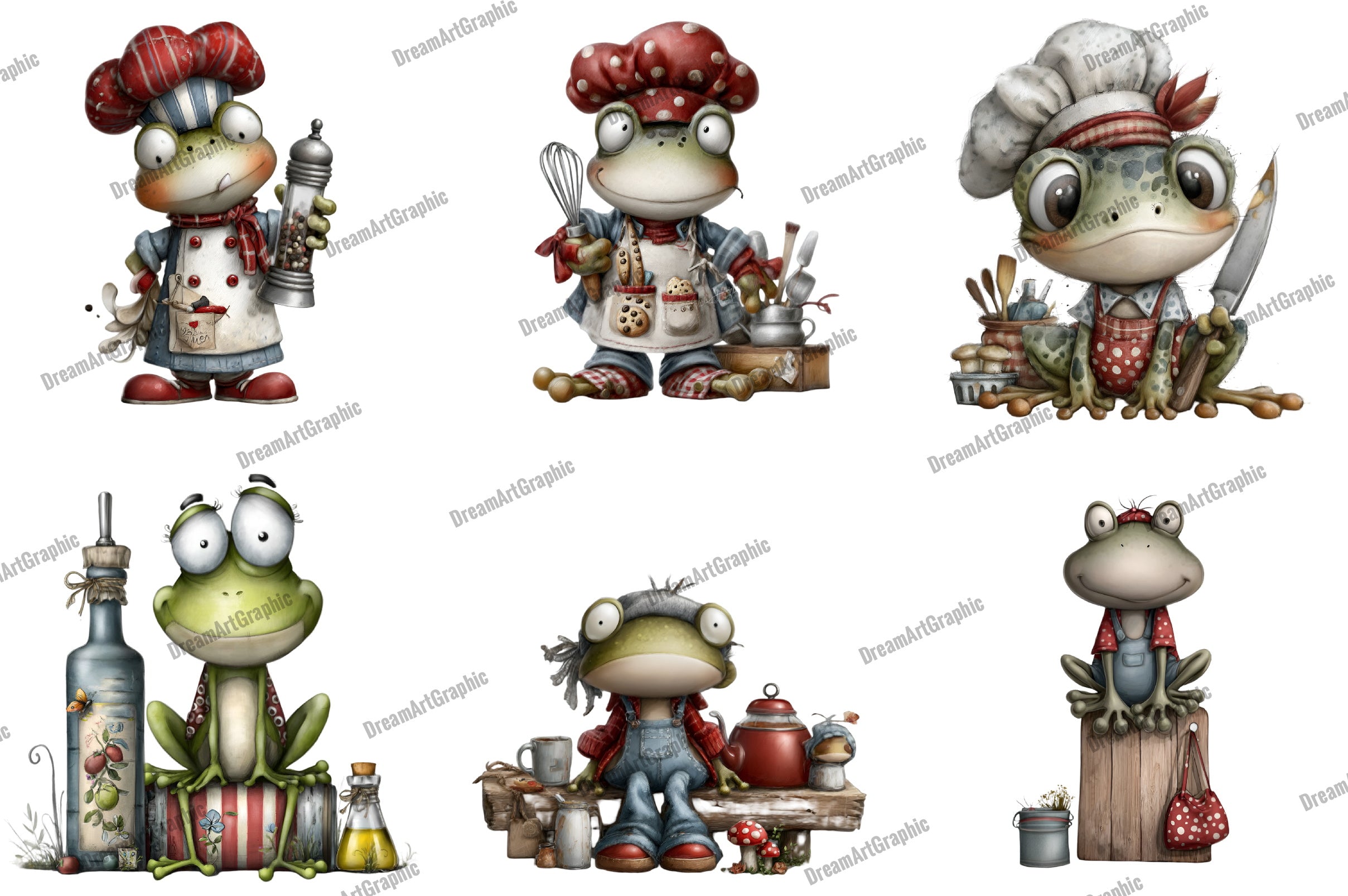 Frog Cutting Board Clipart Bundle