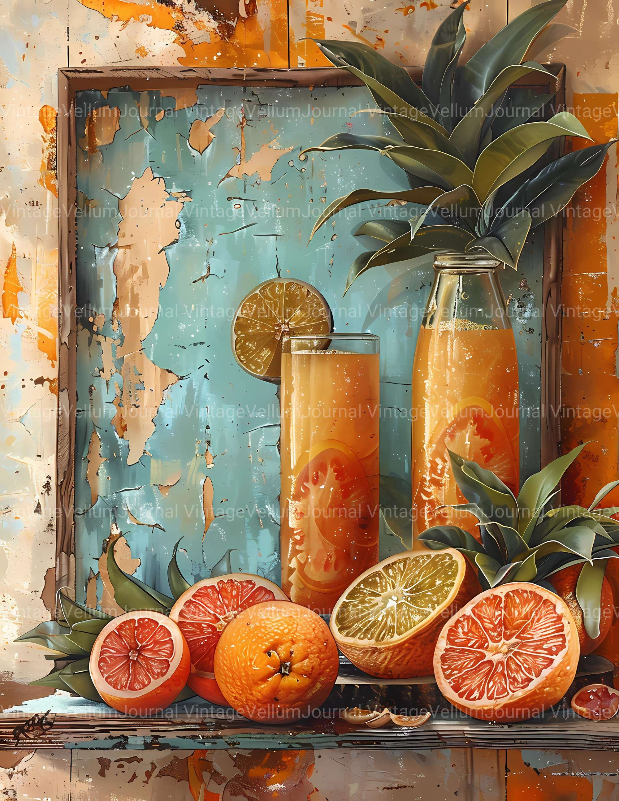 Tropical Fruit Junk Journal Pages - CraftNest - Digital Crafting and Art