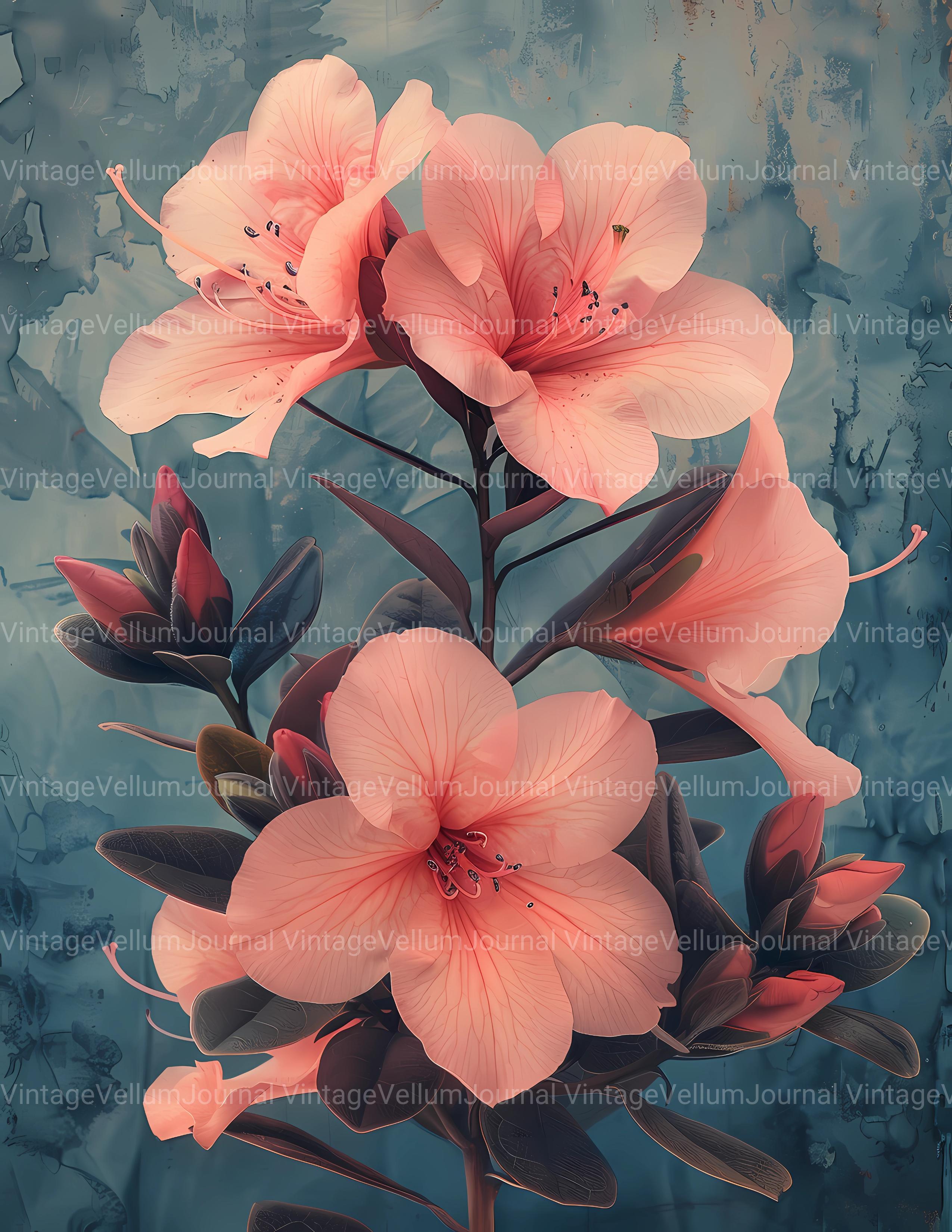 Azaleas Flowers Junk Journal Pages - CraftNest