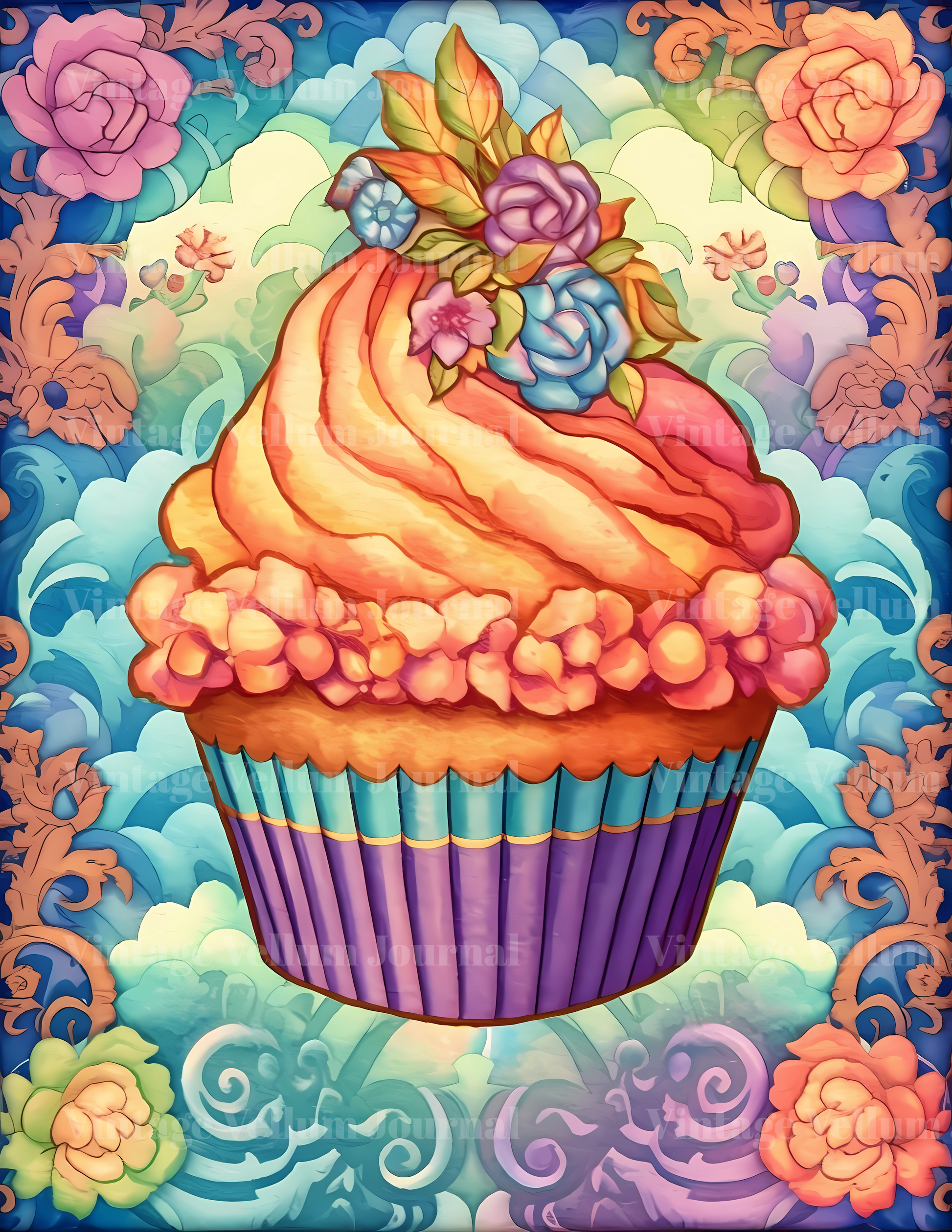Rainbow Cupcakes Junk Journal Pages - CraftNest