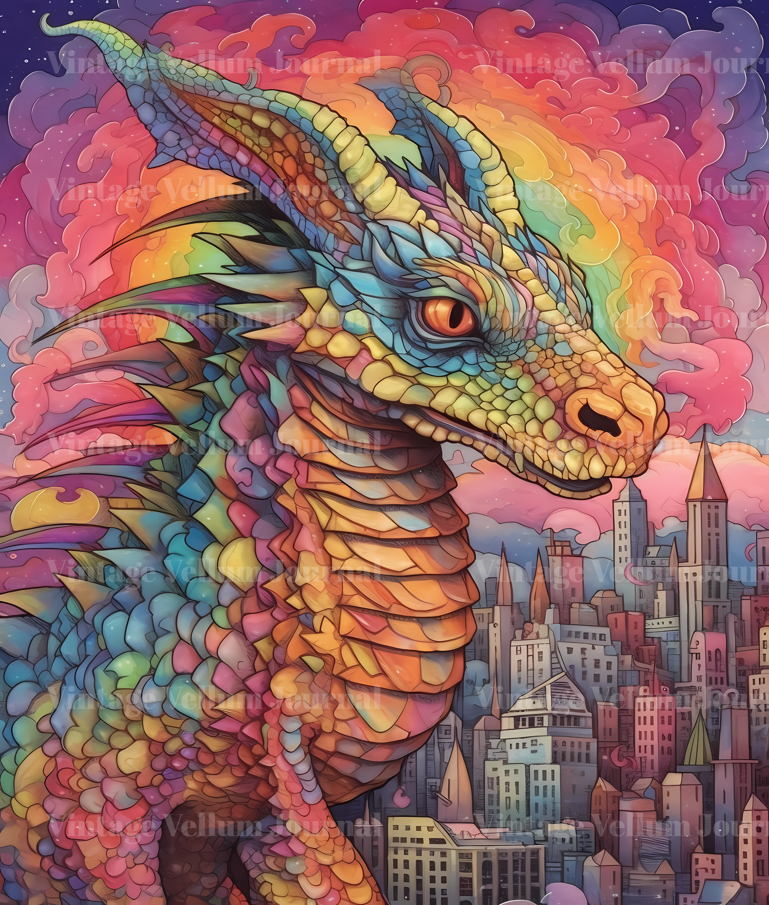 Rainbow Dragon Junk Journal Pages - CraftNest