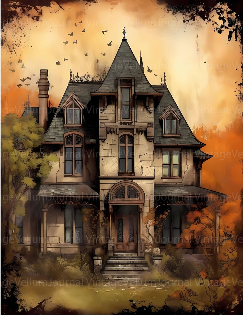 Haunted Mansions Junk Journal Pages - CraftNest