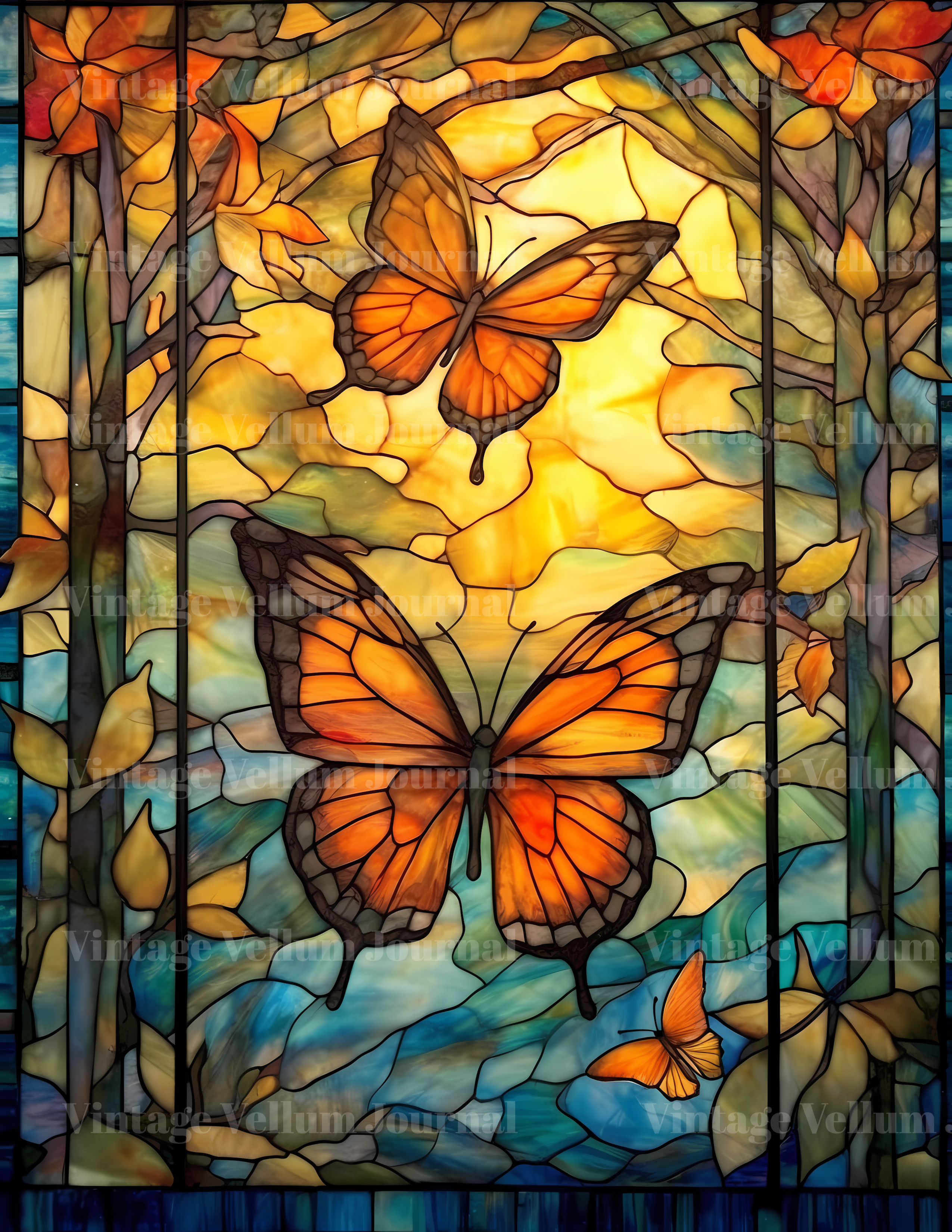 Stained Glass Butterflies Junk Journal Pages - CraftNest