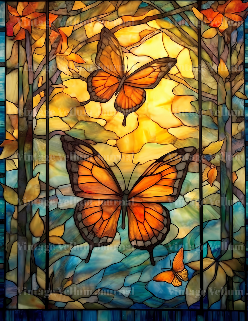 Stained Glass Butterflies Junk Journal Pages - CraftNest