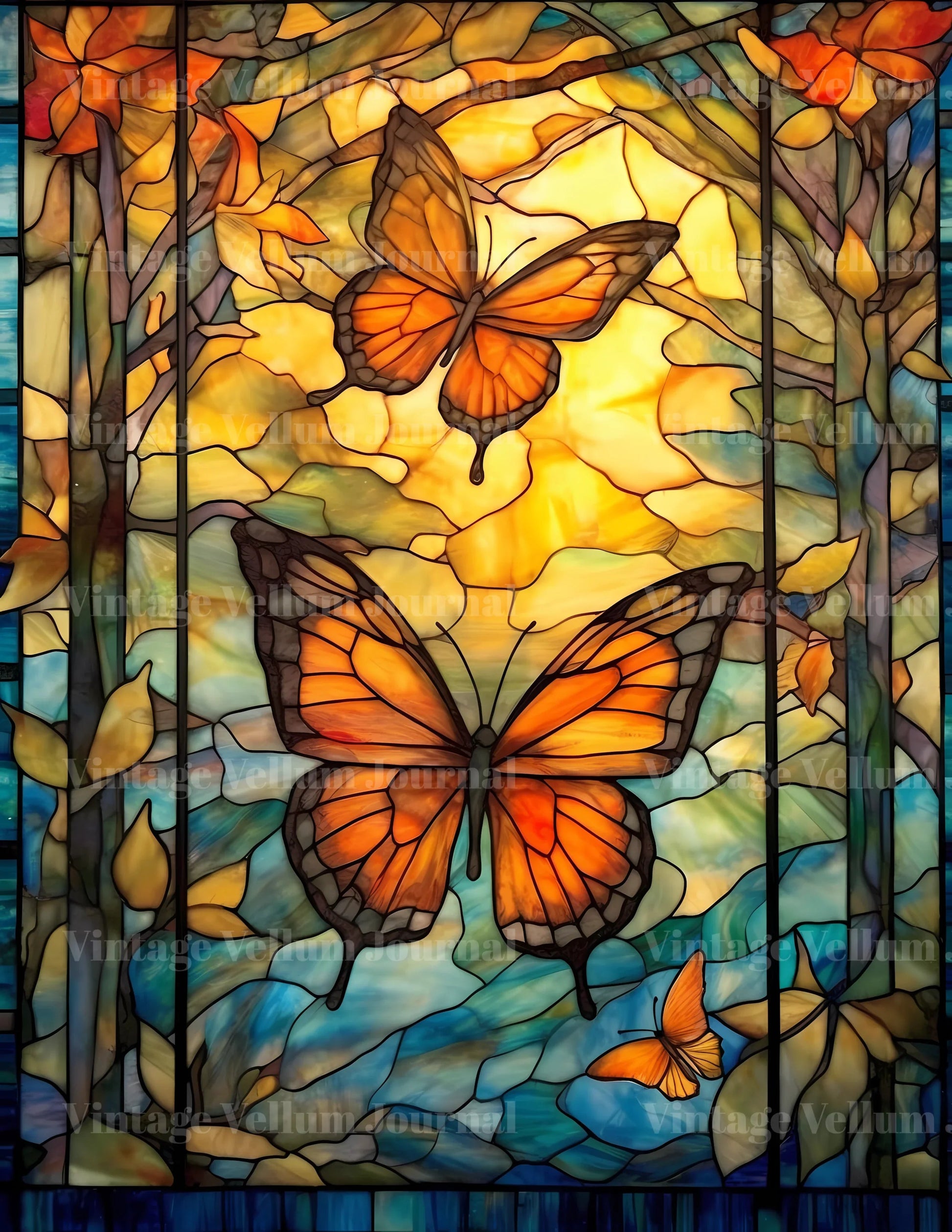 Stained Glass Butterflies Junk Journal Pages - CraftNest