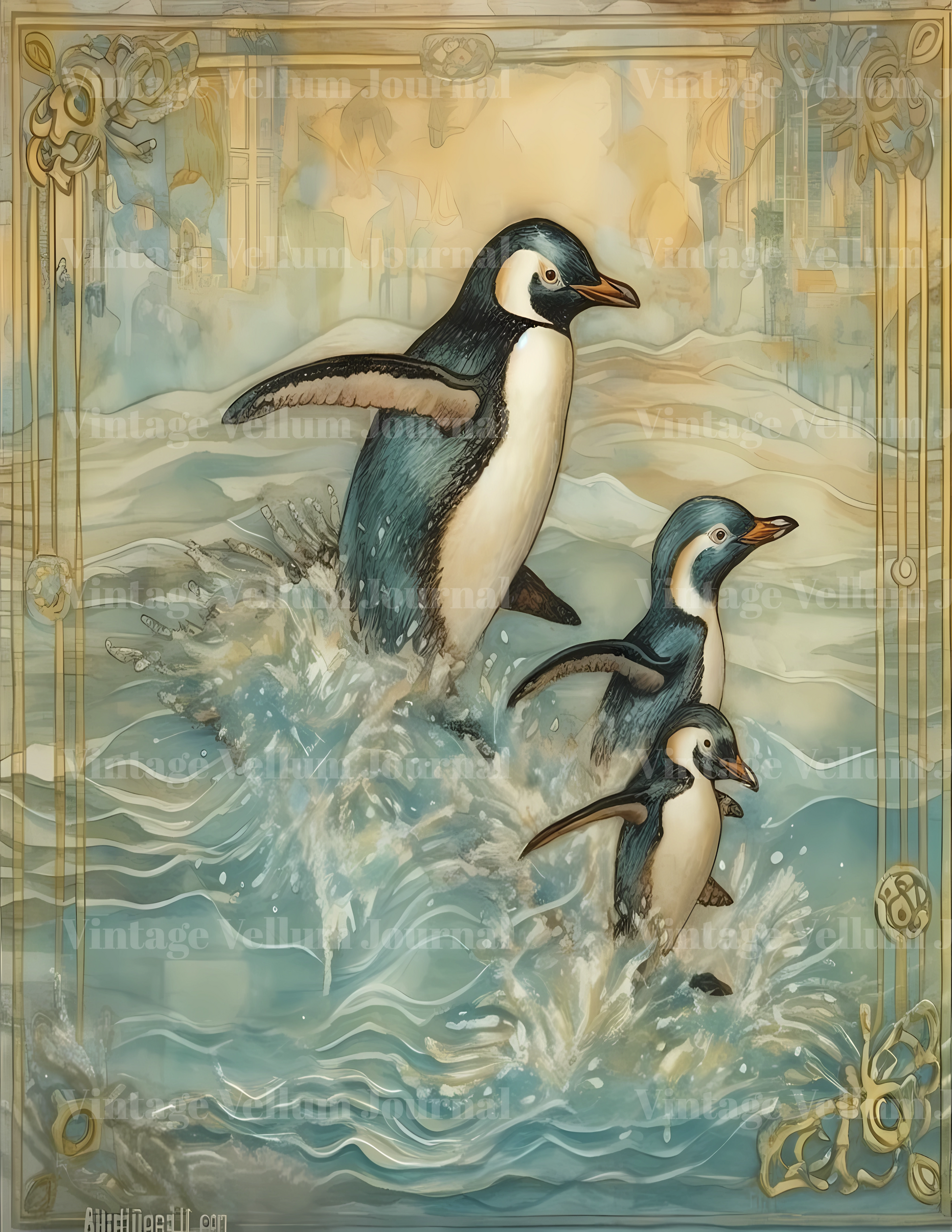 Baby Penguins Junk Journal Pages - CraftNest