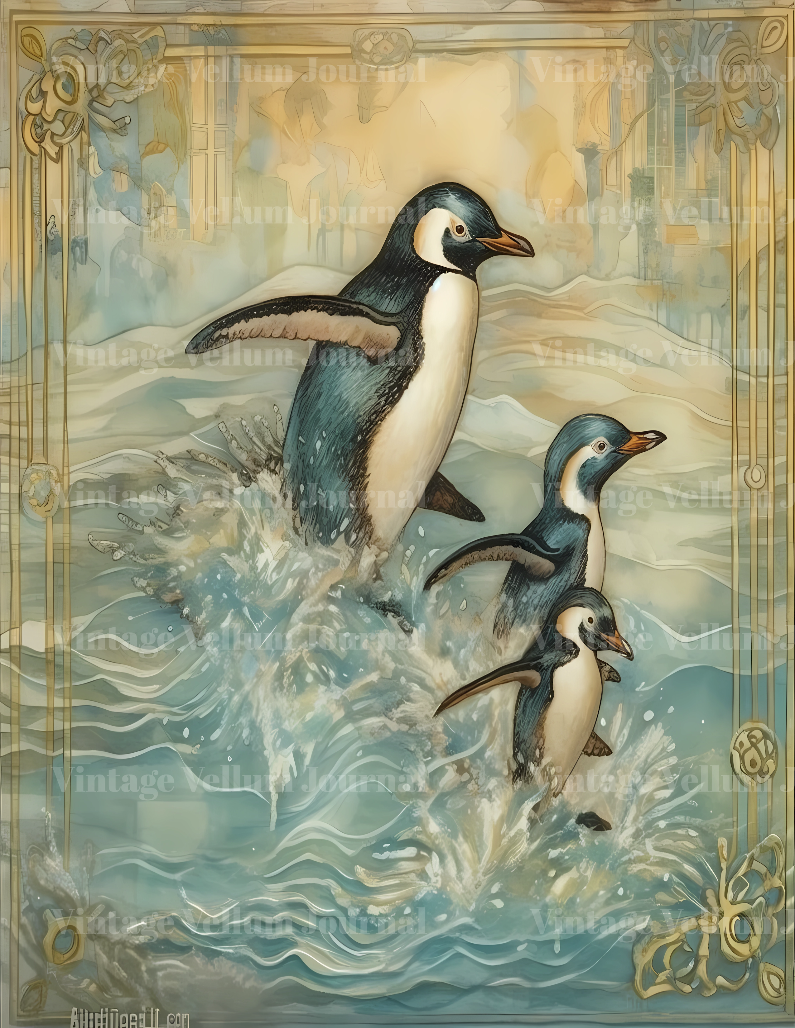 Baby Penguins Junk Journal Pages - CraftNest