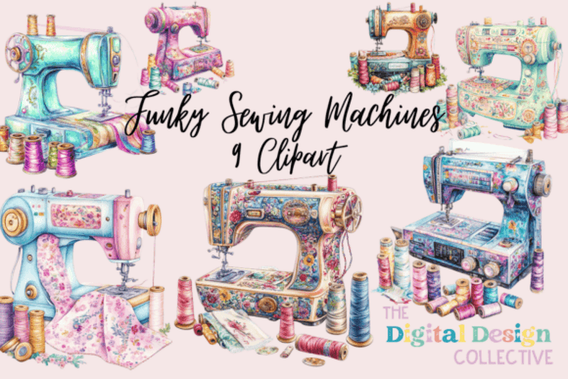 Funky Sewing Machines Clipart Bundle - CraftNest - Digital Crafting and Art