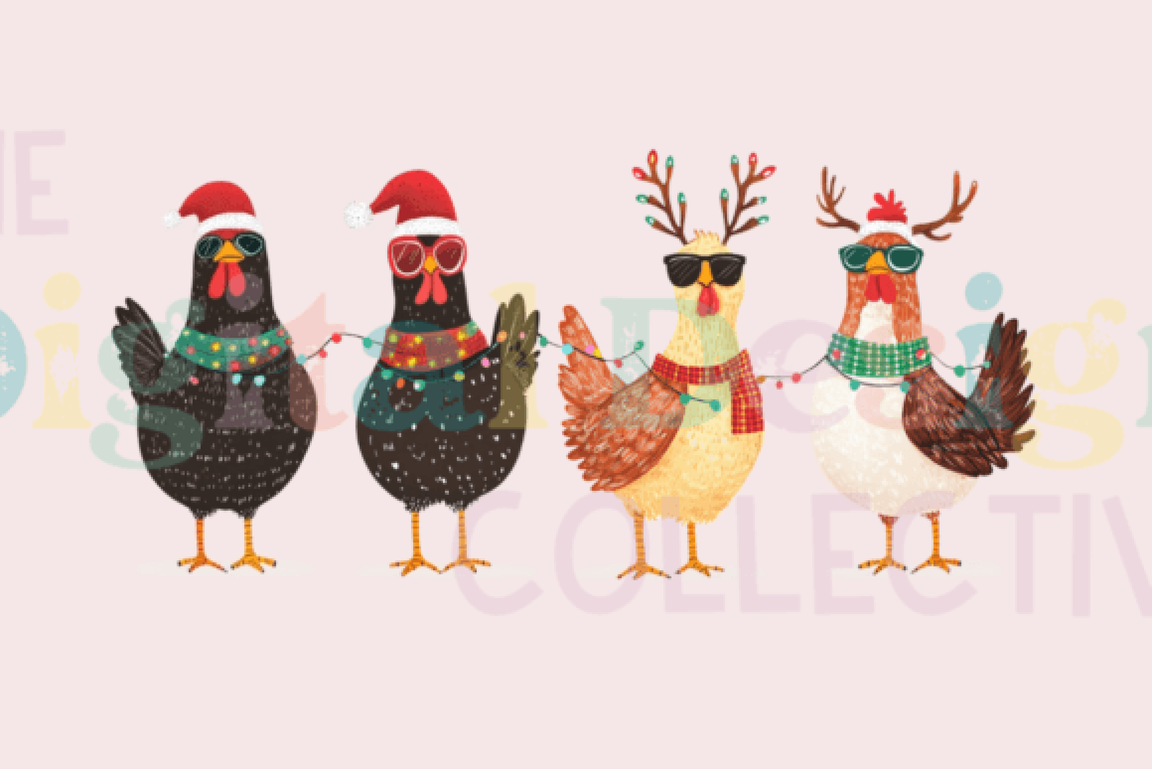 Funny Christmas Chicken Clipart Bundle