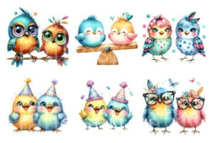 Funny Colorful Birds Clipart Bundle - CraftNest - Digital Crafting and Art