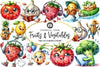Funny Fruits & Vegetables Clipart Bundle