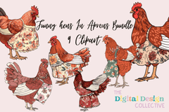 Funny Hens in Aprons Clipart Bundle - CraftNest - Digital Crafting and Art