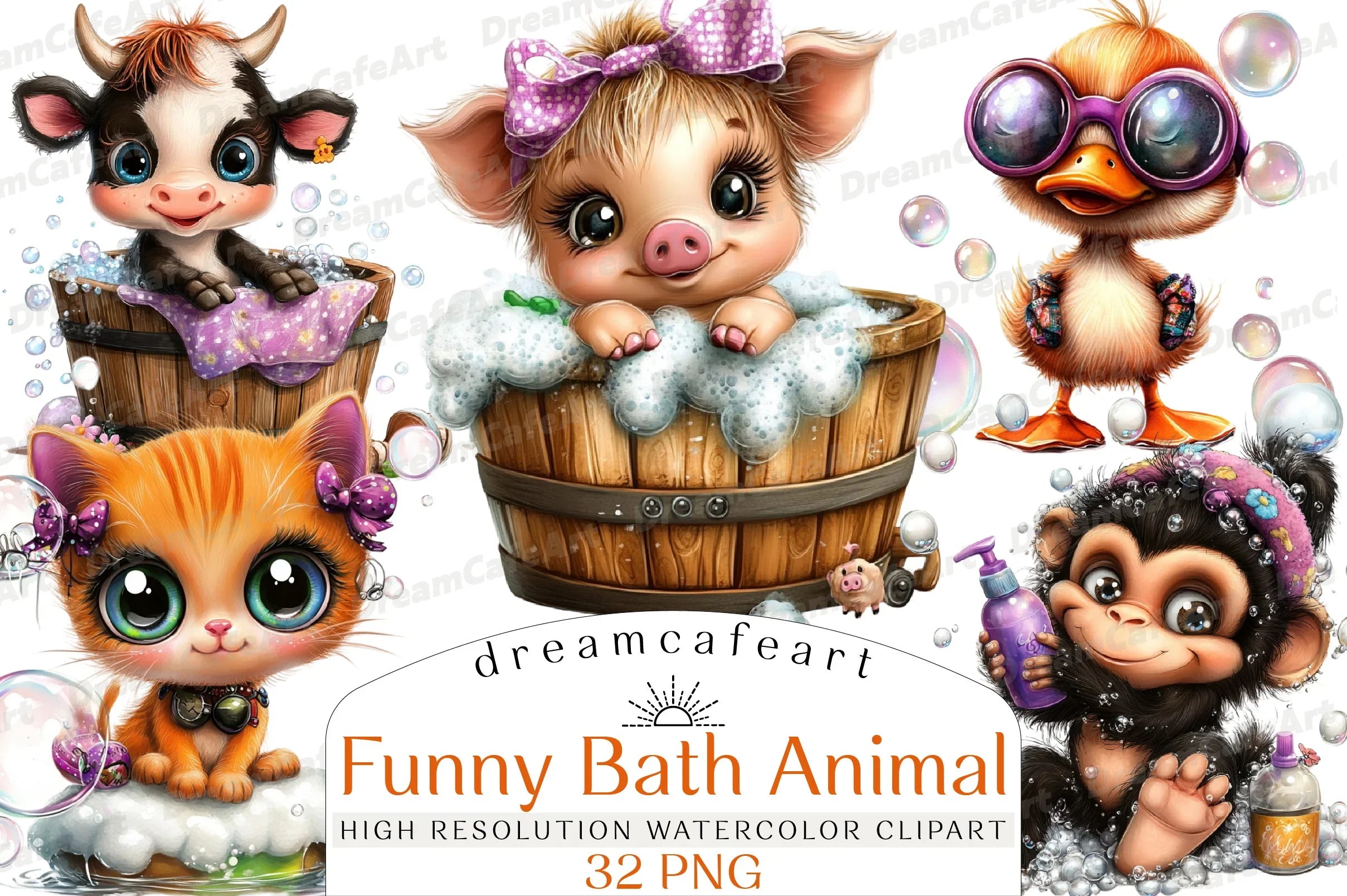 Funny Bath Animal Clipart Bundle - CraftNest - Digital Crafting and Art