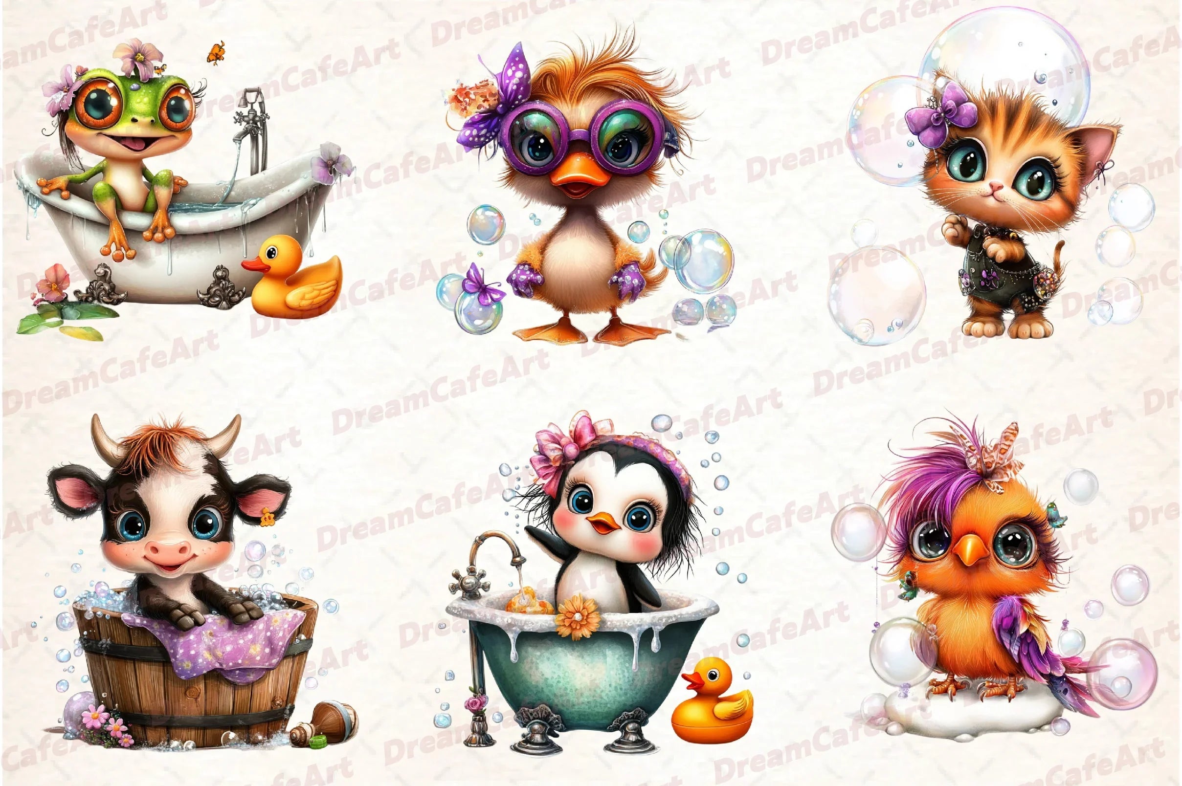 Funny Bath Animal Clipart Bundle - CraftNest - Digital Crafting and Art
