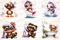 Funny Bath Animal Clipart Bundle - CraftNest - Digital Crafting and Art