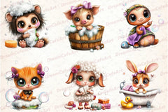 Funny Bath Animal Clipart Bundle - CraftNest - Digital Crafting and Art
