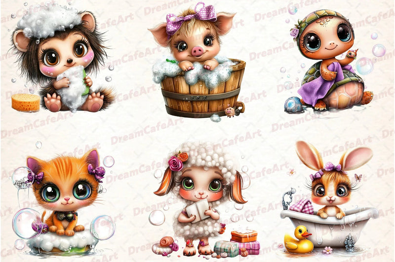 Funny Bath Animal Clipart Bundle - CraftNest - Digital Crafting and Art