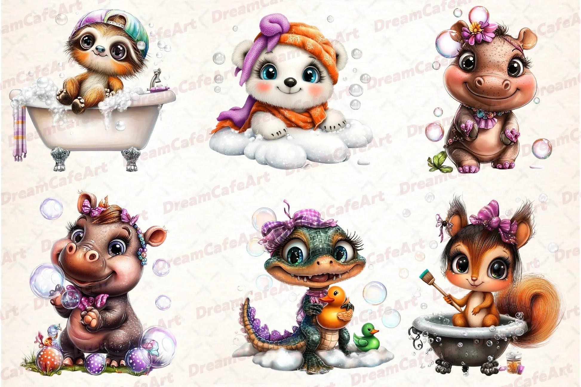 Funny Bath Animal Clipart Bundle - CraftNest - Digital Crafting and Art