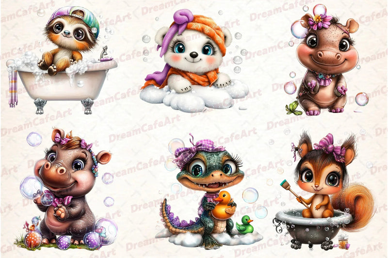 Funny Bath Animal Clipart Bundle - CraftNest - Digital Crafting and Art
