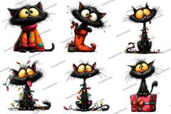 Funny Black Cat Christmas Clipart Bundle - CraftNest - Digital Crafting and Art