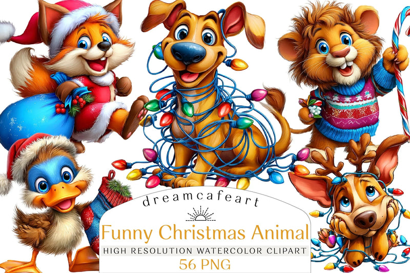 Funny Christmas Animal Clipart Bundle - CraftNest - Digital Crafting and Art