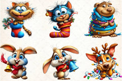 Funny Christmas Animal Clipart Bundle - CraftNest - Digital Crafting and Art