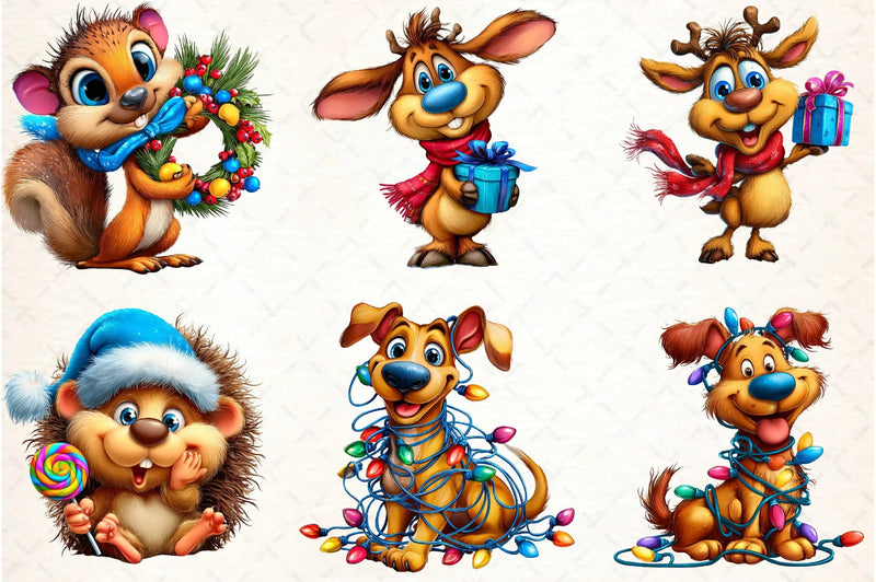 Funny Christmas Animal Clipart Bundle - CraftNest - Digital Crafting and Art