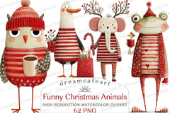 Funny Christmas Animals Clipart Bundle - CraftNest - Digital Crafting and Art