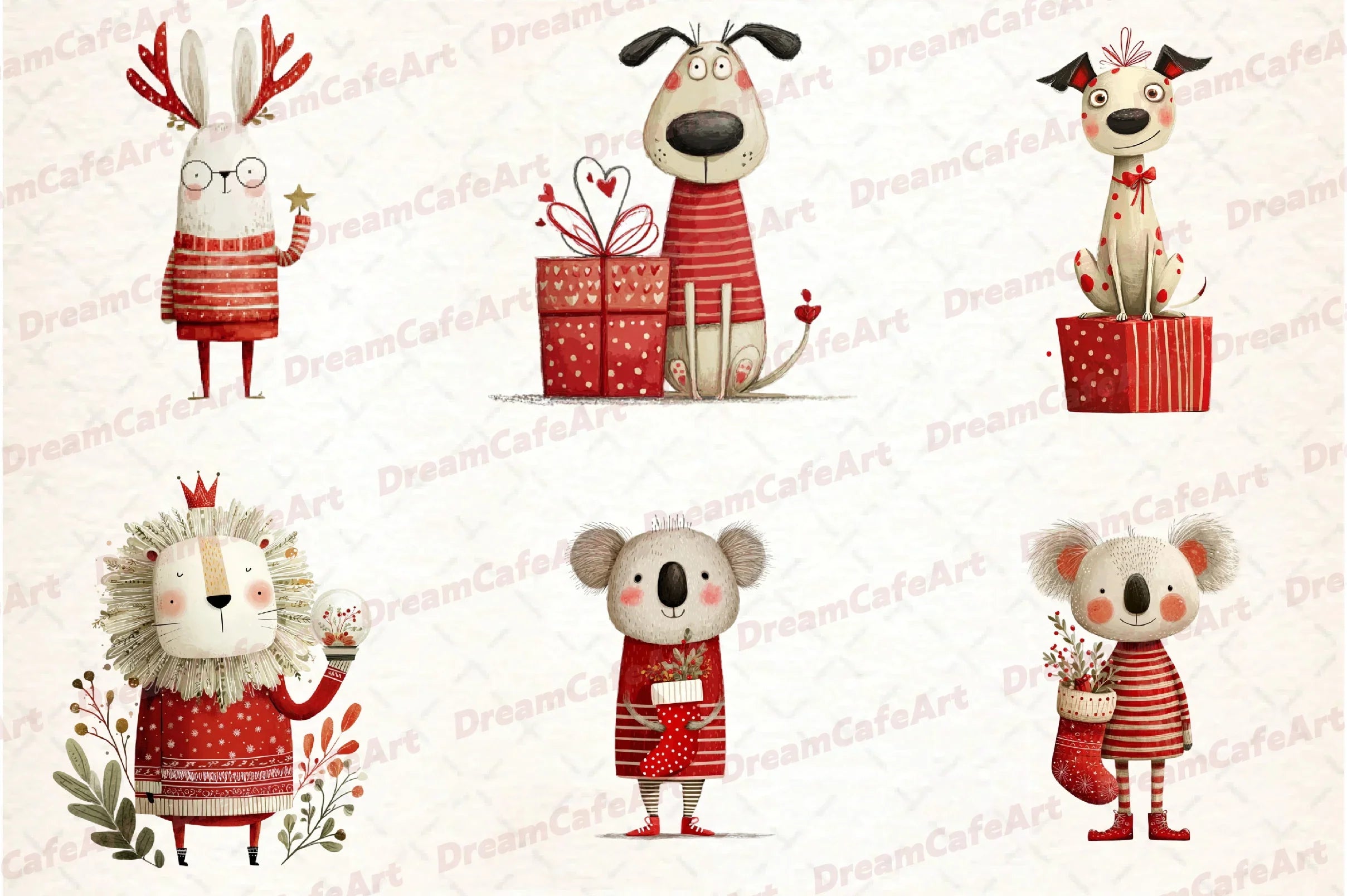Funny Christmas Animals Clipart Bundle - CraftNest - Digital Crafting and Art