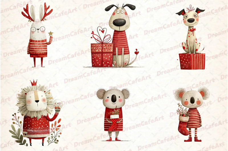 Funny Christmas Animals Clipart Bundle - CraftNest - Digital Crafting and Art