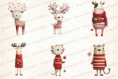 Funny Christmas Animals Clipart Bundle - CraftNest - Digital Crafting and Art