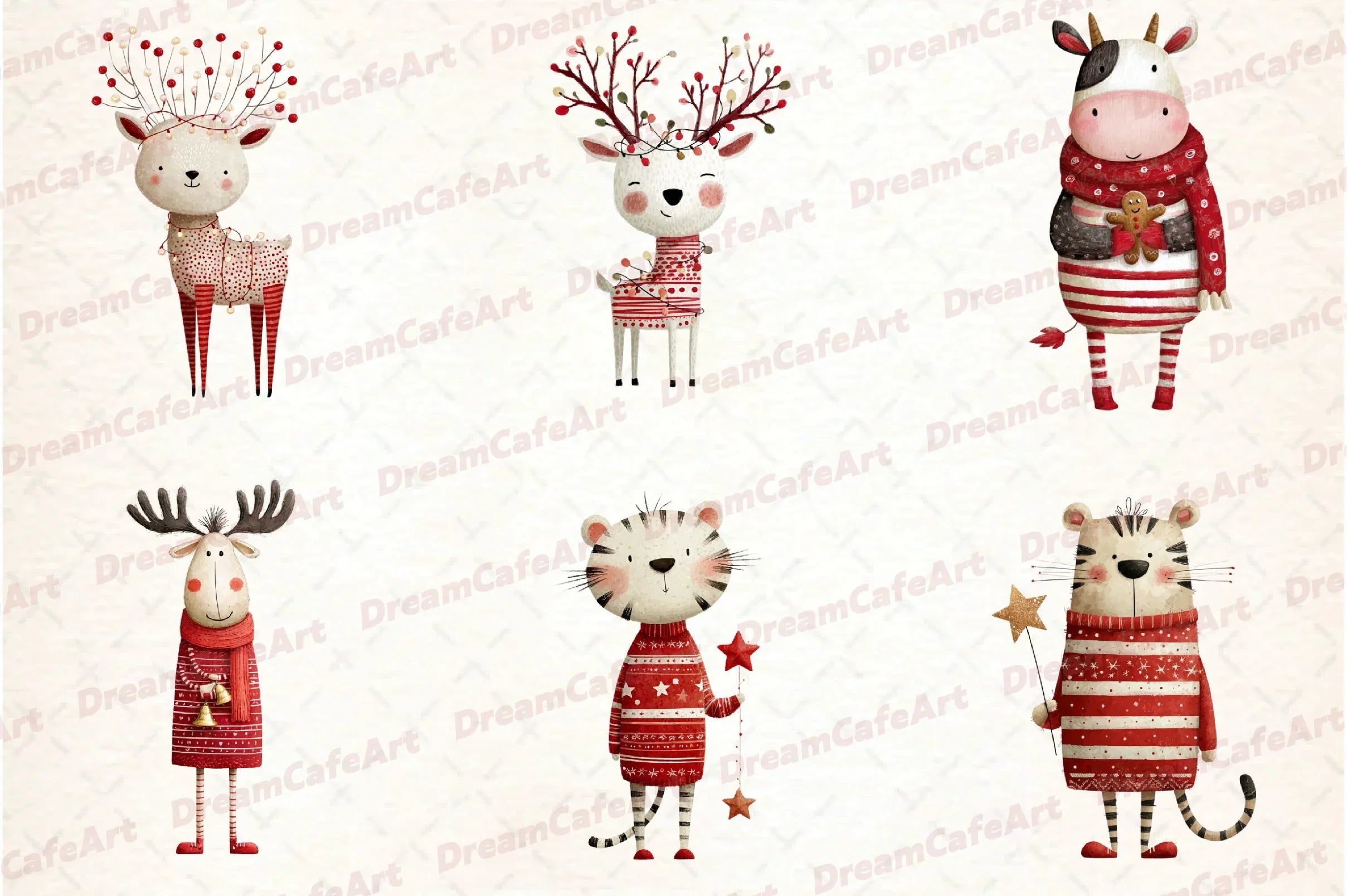 Funny Christmas Animals Clipart Bundle - CraftNest - Digital Crafting and Art