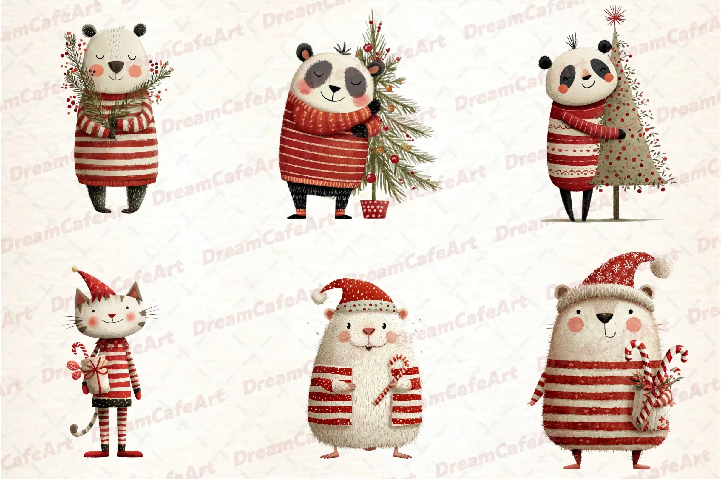 Funny Christmas Animals Clipart Bundle - CraftNest - Digital Crafting and Art
