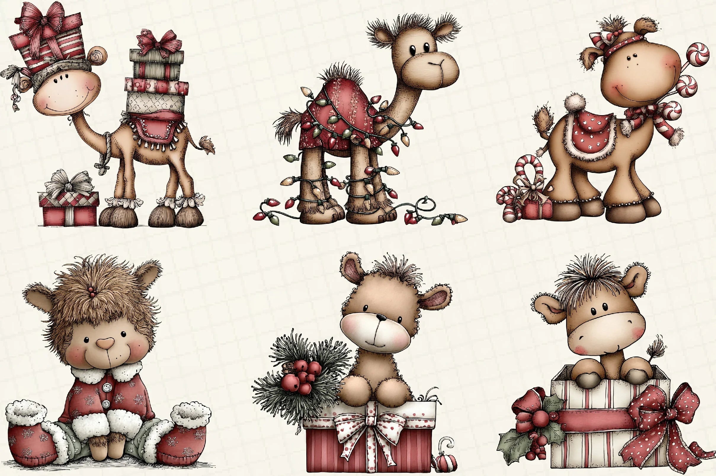 Funny Christmas Camels Clipart Bundle - CraftNest - Digital Crafting and Art