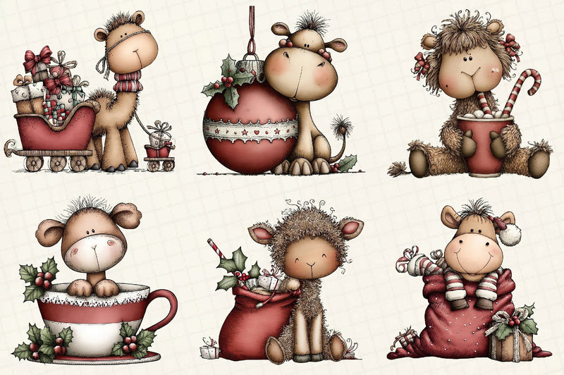 Funny Christmas Camels Clipart Bundle - CraftNest - Digital Crafting and Art