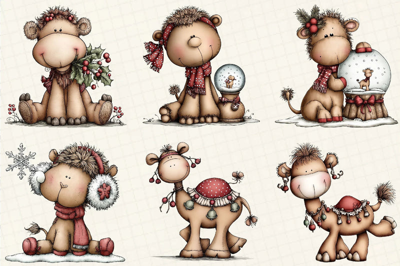 Funny Christmas Camels Clipart Bundle - CraftNest - Digital Crafting and Art