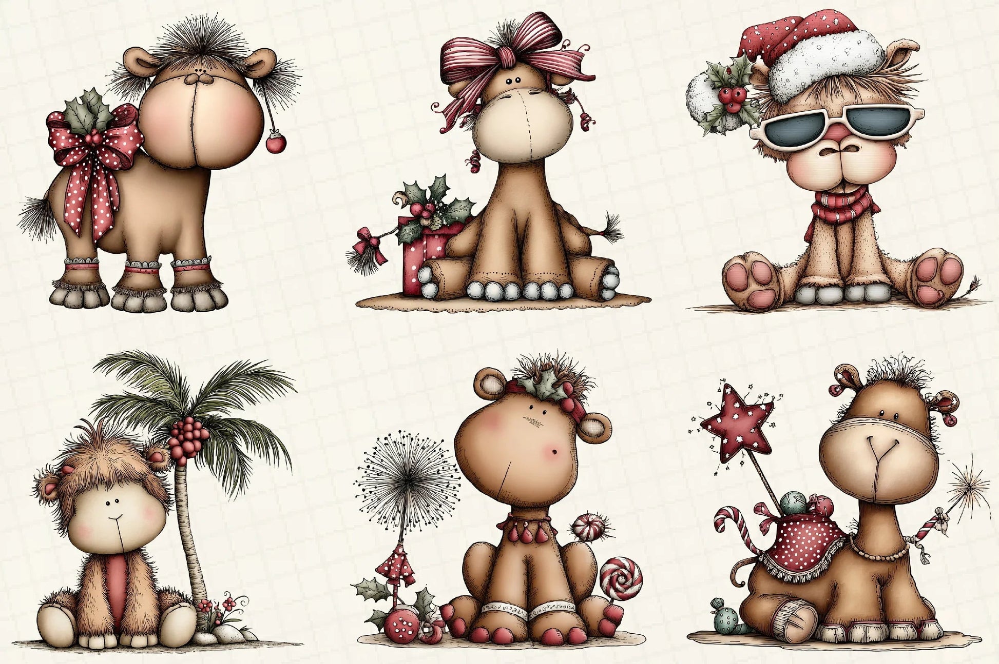 Funny Christmas Camels Clipart Bundle - CraftNest - Digital Crafting and Art