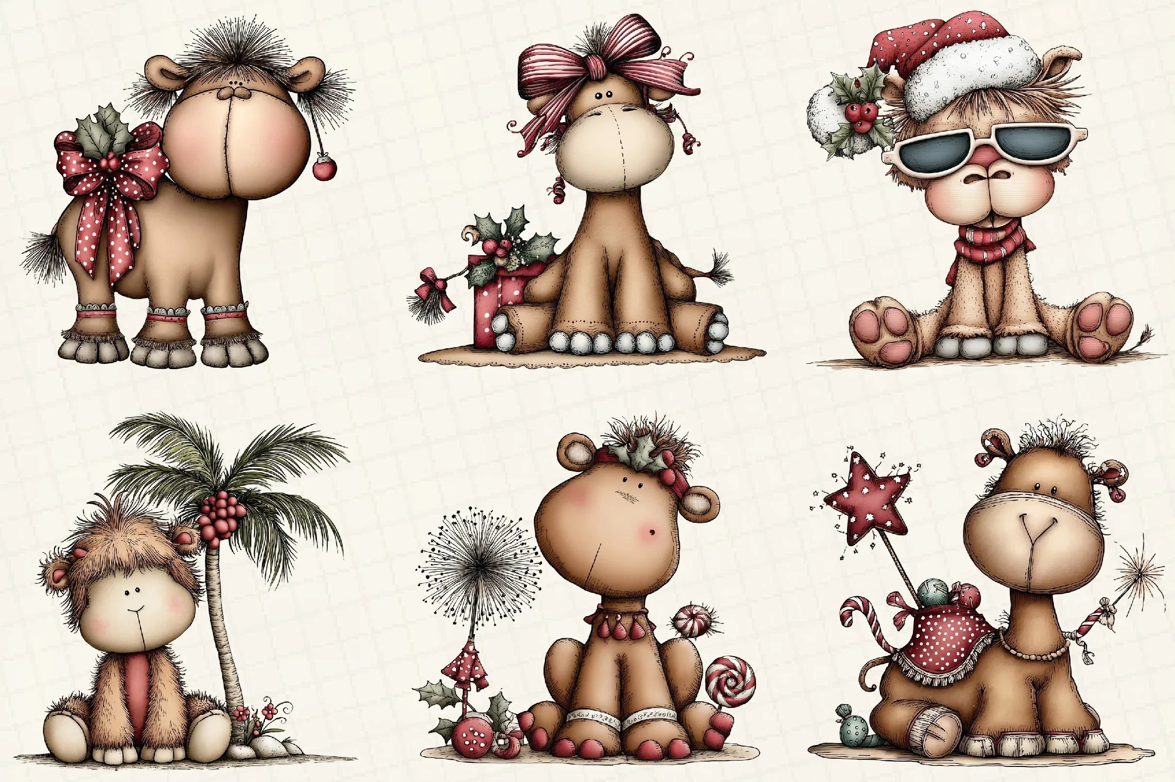 Funny Christmas Camels Clipart Bundle - CraftNest - Digital Crafting and Art