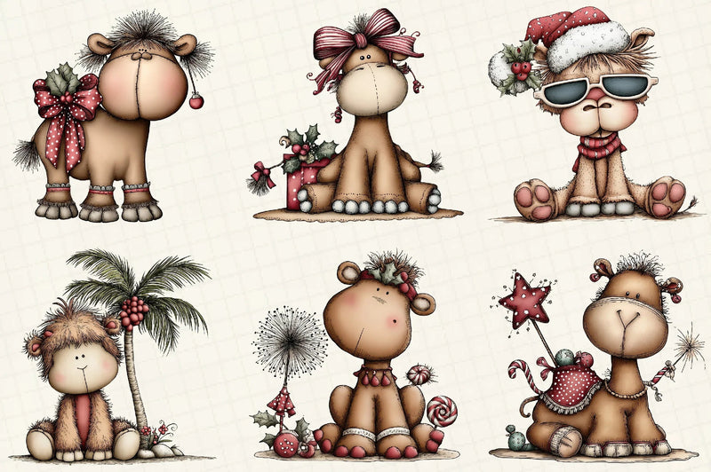 Funny Christmas Camels Clipart Bundle - CraftNest - Digital Crafting and Art
