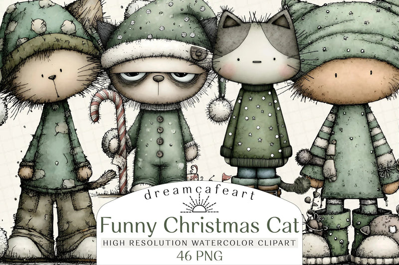 Funny Christmas Cat Clipart Bundle - CraftNest - Digital Crafting and Art