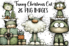 Funny Christmas Cat Clipart Bundle - CraftNest - Digital Crafting and Art