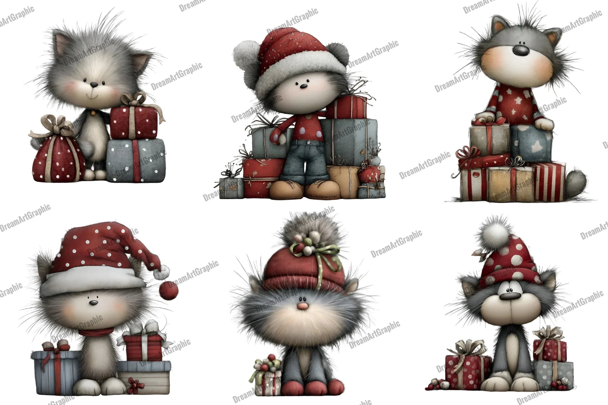 Funny Christmas Cat Clipart Bundle - CraftNest - Digital Crafting and Art