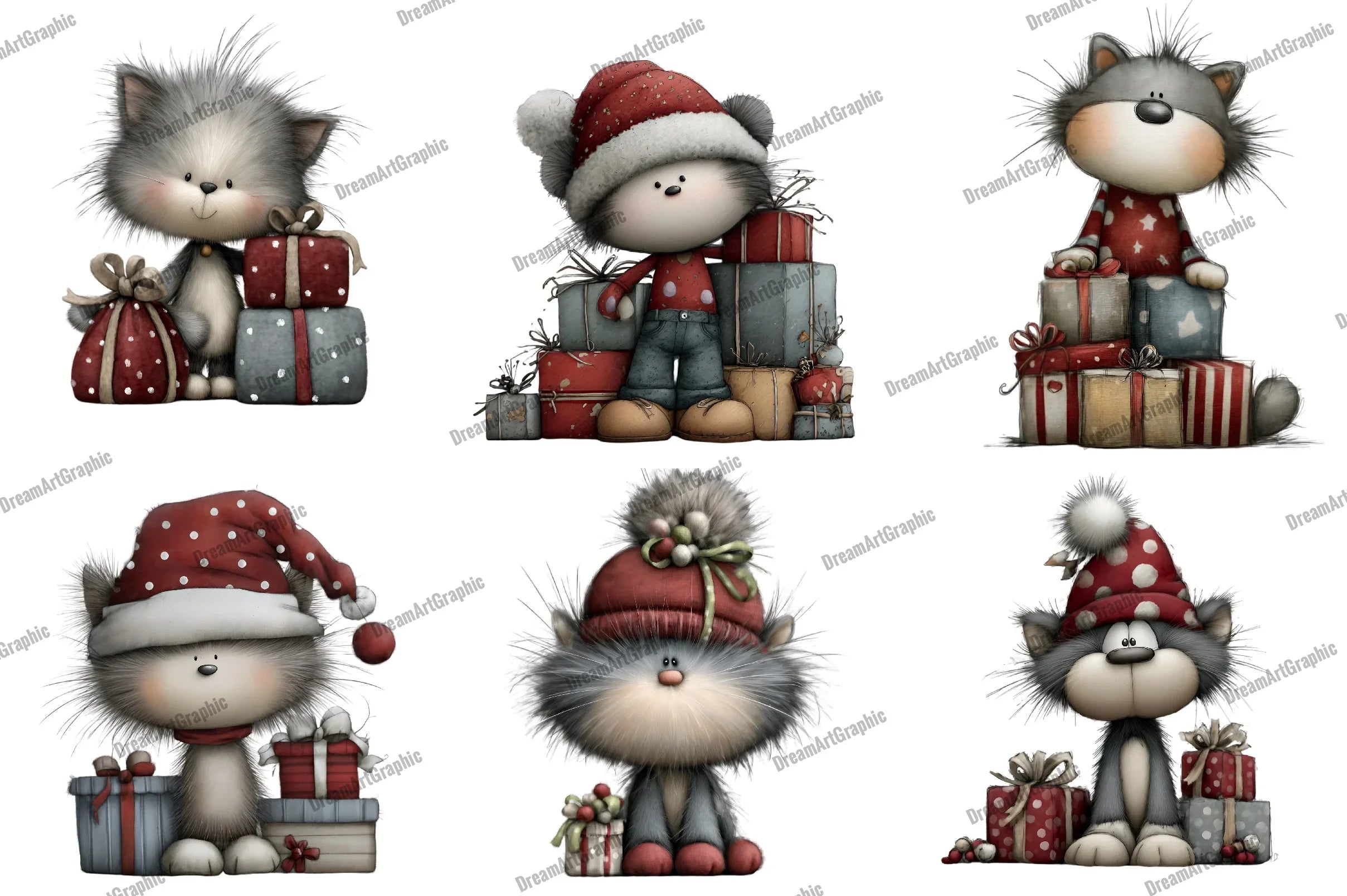 Funny Christmas Cat Clipart Bundle - CraftNest - Digital Crafting and Art